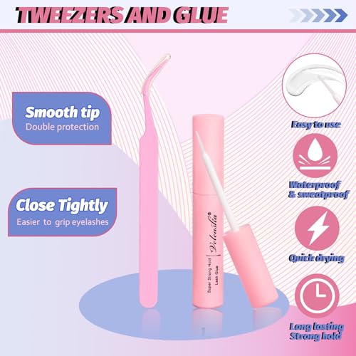 Veleasha Lashes Kit with Glue & Tweezer Cat Eye Lashes that Look Like Extensions Fluffy Faux Mink Lashes Wispy Lashes Natural Look 7 Pairs Fake Eyelashes Pack (Cat Eye)
