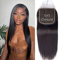 16 Inch 5x5 HD Transparent Lace Closure Straight Human Hair Pre Plucked with Baby Hair