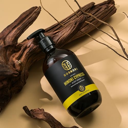 Men¡¯s Hinoki Cypress Body Wash, with Pure Hinoki Essential Oil, Gentle Non-Drying Cleanser with Japanese Sake & Botanicals, No Harsh Sulfates, No Synthetic Fragrance, Made in Taiwan, 16 fl oz