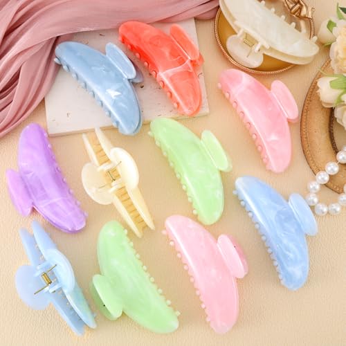 Large Non-Slip Acrylic Hair Claw Clips Set - Bulk 14 Pack for Women & Girls