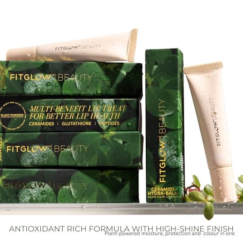 Fitglow Beauty Ceramide Hydra-Balm Lip Gloss | Hydrating Lip Serum with Peptides & Glutathione | Plumping & Anti-Aging Lip Skincare | Dry & Chapped Lip Repair | Vegan & Cruelty-Free | 12g - Bare