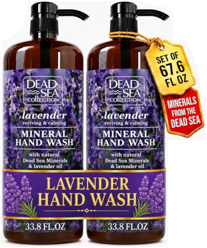 Lavender Dead Sea Hand Soap Pump - Moisturizing Liquid with Minerals, 67.6 Fl Oz (Pack of 2, 33.8 Fl Oz Each)