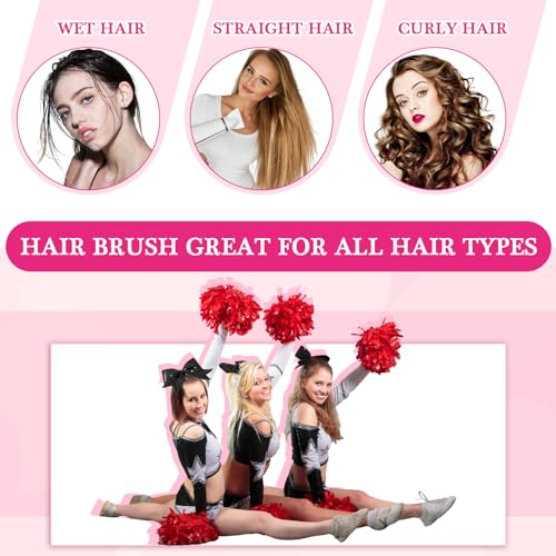 12 Pcs Cheer Gifts Bulk for Team Cheer Hair Brush Bulk Travel Compact Portable Cheerleading Brush Cute Gifts for Women Cheerleaders Team End of Season Senior Christmas Party Present Ideas