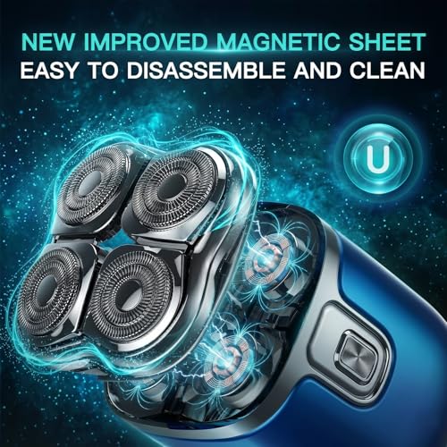 Electric Shaver for Men Bald Head Rotary Razor Waterproof Wet Dry Fast Charging LED