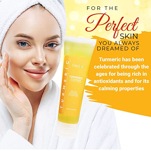 Turmeric Face Wash, Turmeric Clear Skin Liquid Soap ? 100% Natural Anti Aging Exfoliating Facial Cleanser for Spots, Clearing Acne Scars, Age Spots, Sun Damage, Discoloration ? Bath Soap