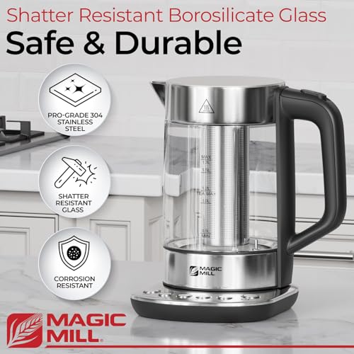 Electric Kettle with Tea Infuser 1.7L, Temperature Control, Rapid Boil, BPA Free