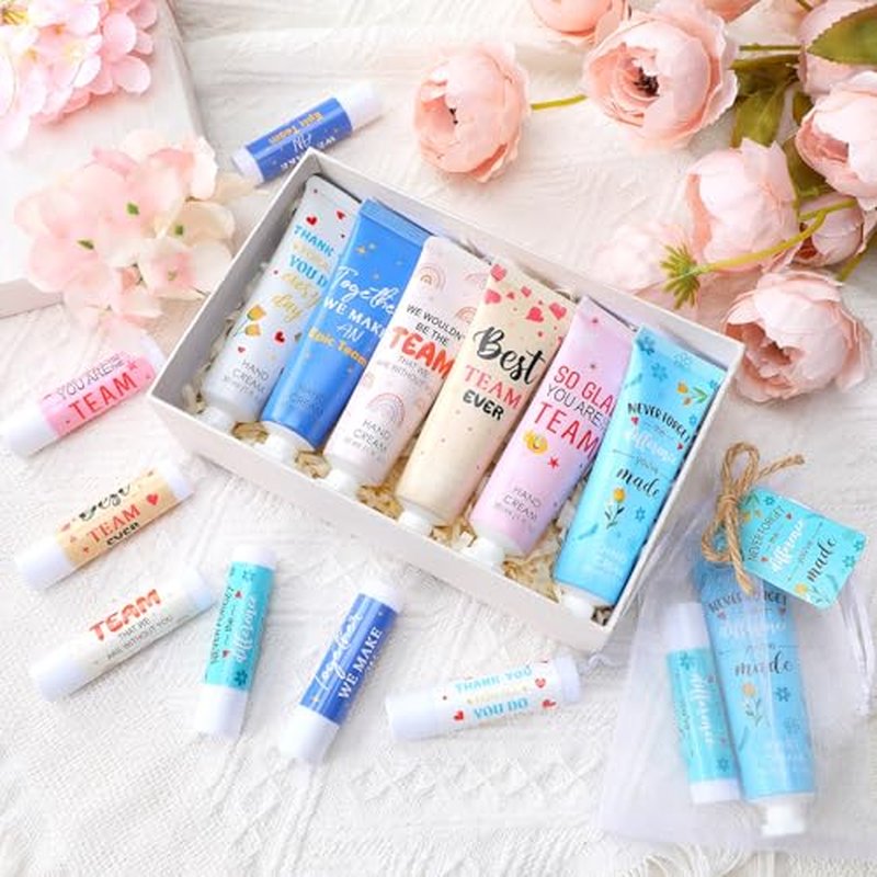 12sets/48pcs Best Team Ever Gifts Team Appreciation Thank You Gifts for Coworkers Women Employee Appreciation Gift Party Favors Basket Stuffers Items Travel Hand Lotion and Lip Balm Set