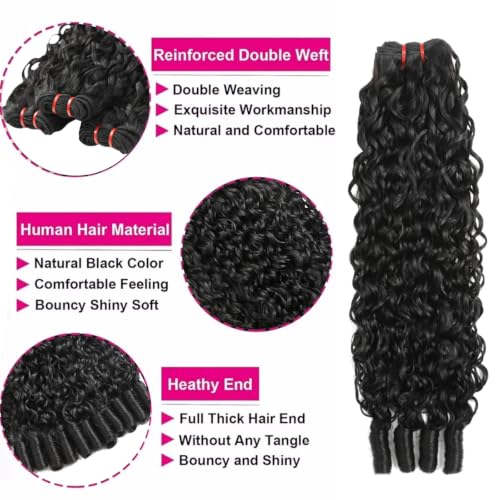 Burmese Curly Human Hair Bundles 16 Inch Natural Black Spiral Ends Virgin Hair