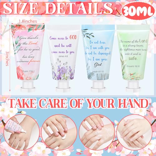 Landhoow 72 Pack Christian Hand Cream Bulk for Women Travel Hand Lotion Set Religious Bible Verse Gifts for Easter Church Prayers School Teacher Wedding Anniversary Birthday Mother's Day