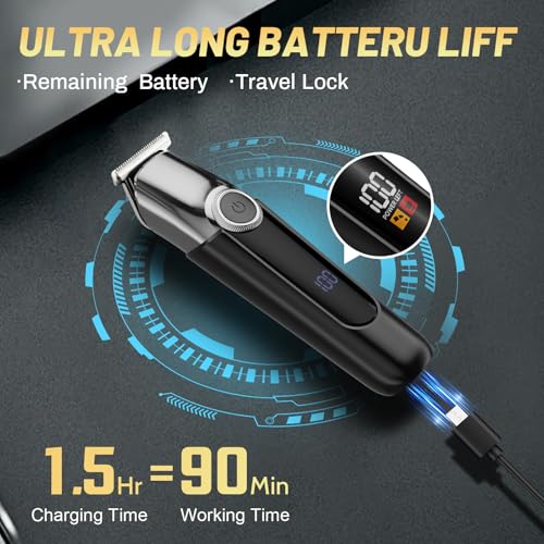 Men's Cordless Waterproof Hair Clipper & Trimmer Set with Nose Ear Groomer