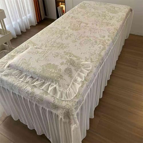 Green Massage Table Skirt with Hole - 75x31.5 Inch Fitted Sheet & Cover