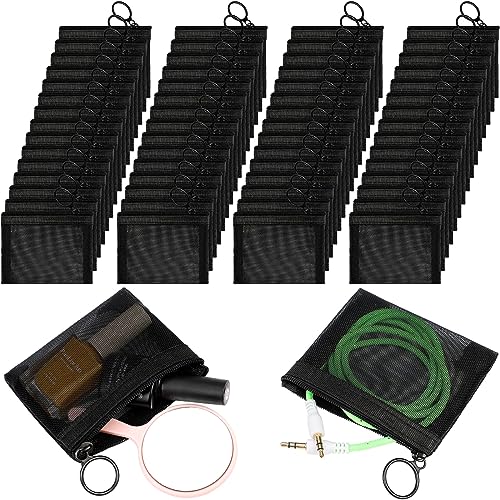 Mini Nylon Mesh Coin Pouches Bulk Pack - Black, 60 Pieces