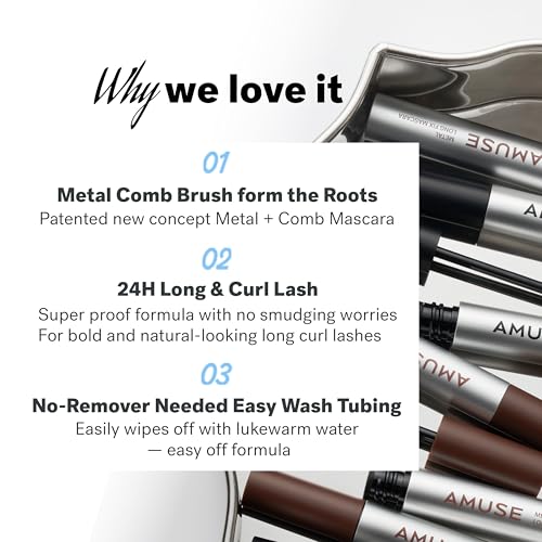 Amuse Seoul Long Fix Metal Tubing Mascara Black - Smudge Proof, Curling & Volumizing
