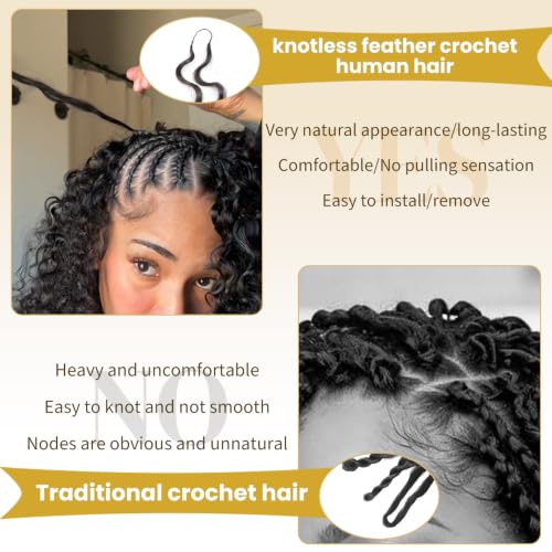 Feather Crochet Human Hair for Black Women 24 Inch 50g - MORGENSTAR Variation 1B-50G