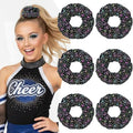 6 Pcs Glitter Black Rhinestone Cheerleading Scrunchies - Sparkly Hair Accessories for Cheerleaders & Dance
