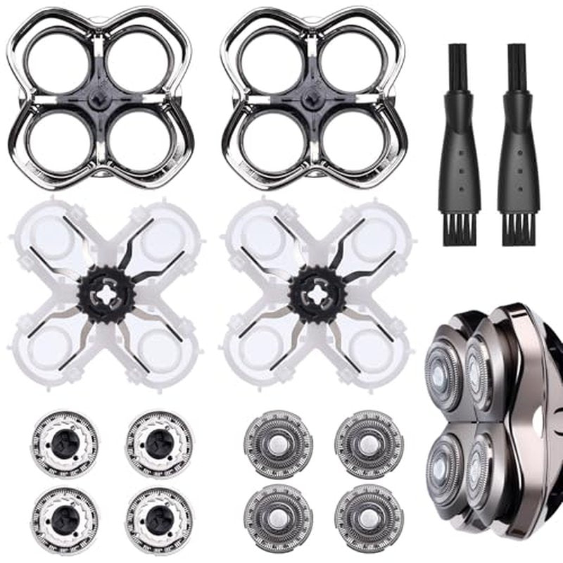 2Pack Pro 4 Shaver Replacement Heads Compatible with Skull Pitbulls Gold PRO, Silver PRO, Platinum PRO, Head Shavers, Electric Shaver Half Head for Men/Women (2 PACK BORON)