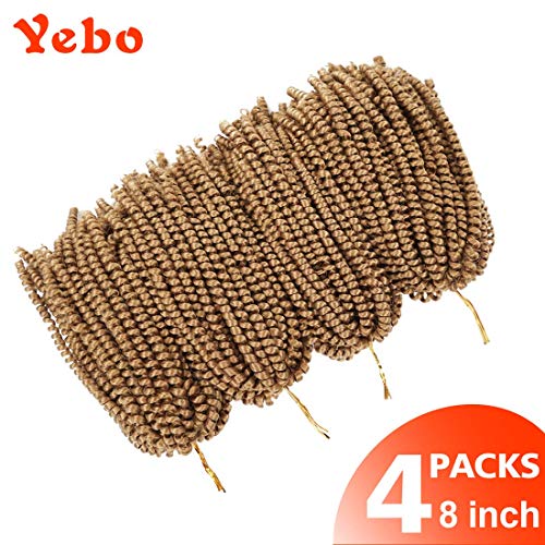 Spring Twist Crochet Braiding Hair Extensions 8 Inch 4 Pack Ombre