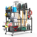 OrganizeLink 36" Large Freestanding Garden Tool Organizer with Wheels, Side Pocket