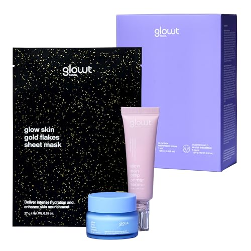 Glow Skin Hydrating 3-Step Routine Kit - Serum, Cream & Mask Set for Glass Skin