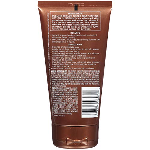 L'Oreal Paris Sublime Bronze Tinted Self Tanning Lotion, Medium Natural Tan 5 fl. Oz