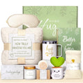 Self Care Gift Basket for Women with Flannel Blanket - White | Get Well Soon