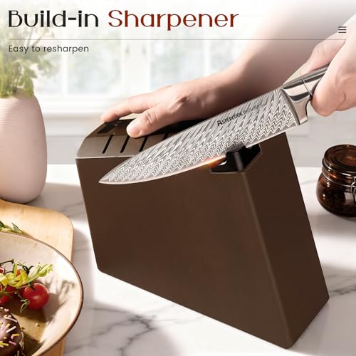 15-Piece Kitchen Knife Set with Block & Sharpener - High Carbon Stainless Steel