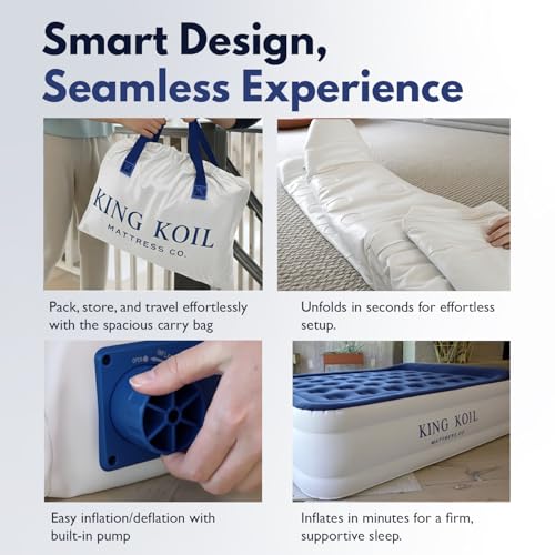 Blue Twin Air Mattress with Built-in Pump - 20 Inch Raised Inflatable Bed