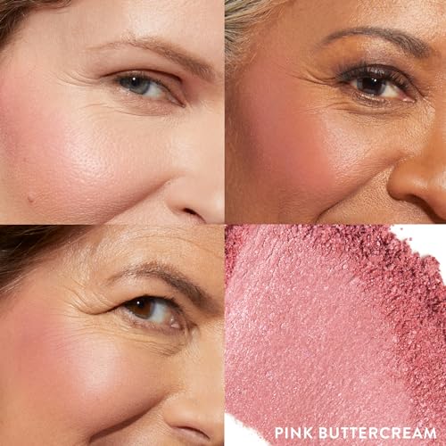 LAURA GELLER Baked Blush-n-Brighten Marbleized Blush + Angled Brush - Ultra-Soft Vegan Bristles - Pink Buttercream