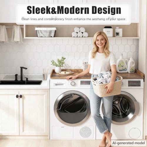 Piskyet 54 x 27.5-Inch Rustic Brown Wooden Washer Dryer Countertop, 2.5" Thickness