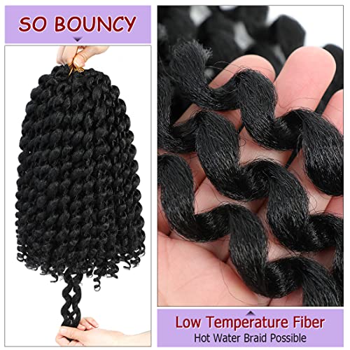 12 Inch Jamaican Bounce Crochet Hair for Black Women - 4 Packs, 72 Roots, Natural Black