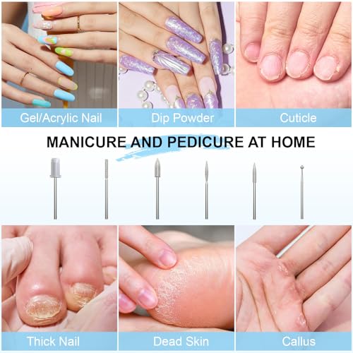 Kredioo Portable Nail Drill 35000 RPM, Rechargeable Electric Nail File E File Kit with Storage Bag Professional Manicure Kit for Nail Lovers Salon Home DIY -White