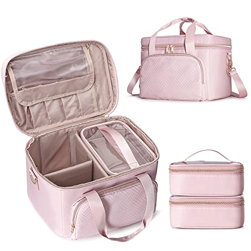Prokva Pink Large Makeup Bag & Travel Cosmetic Organizer