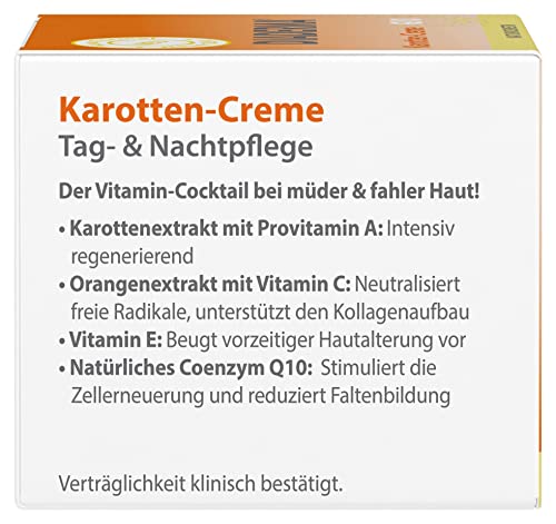 Carrot Day and Night Cream with Q10 & Vitamins ACE - 50ml Natural Vegan Skin Care