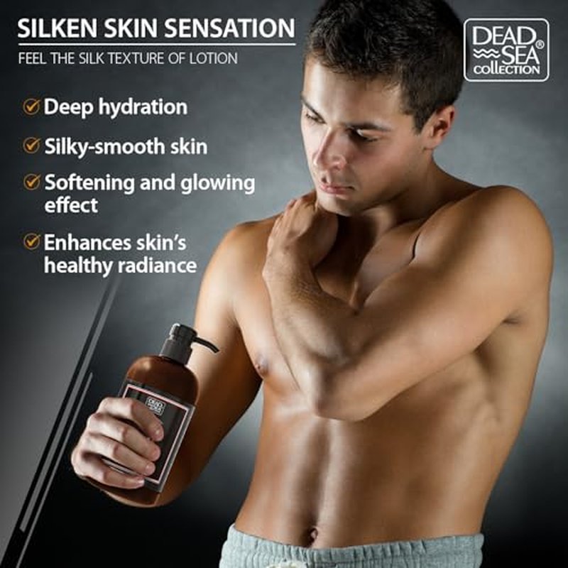Dead Sea Collection Mens Sandalwood Hand & Body Lotion for All Skin Types - Moisturizing Body Lotion for Men with Pure Dead Sea Minerals - 16.9 Fl Oz