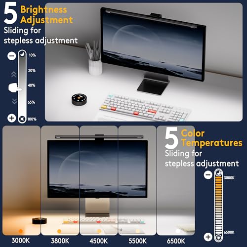 Computer Monitor Light Bar with Radar Motion Sensor, Dimmable Desk Lamp