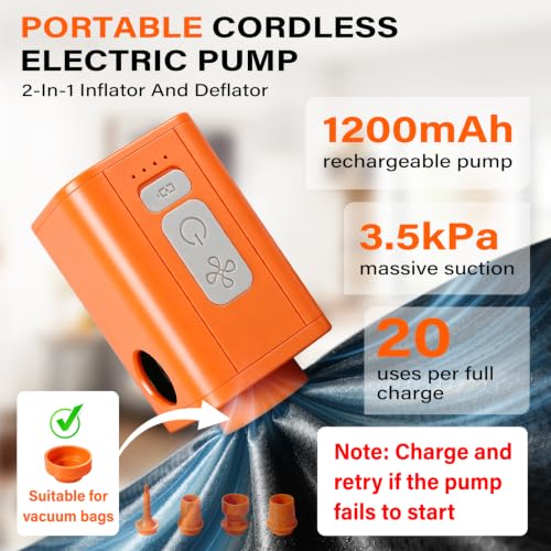 Vacuum Travel Bags 2 Pack with Pump for Suitcase, Waterproof 30L Compression Storage