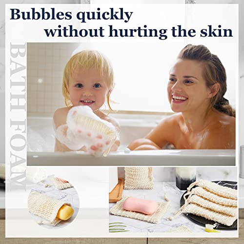 Cunhill 50 Pack Soap Saver Bag Bar Exfoliating Pouch Sisal Soap Savers Mesh Bag with Drawstring Foaming and Drying Holder for Bath and Shower