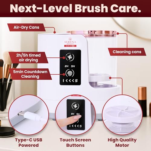 Serena Beauty 3-in-1 Electric Makeup Brush Cleaner & Dryer - Portable USB Device
