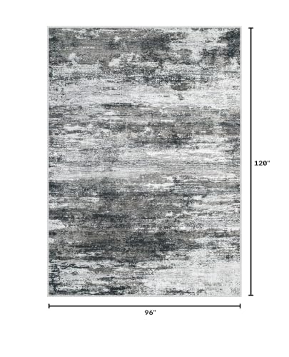 Losbulake 8x10 Black Machine Washable Area Rug - Low-Pile Abstract Modern Living Room