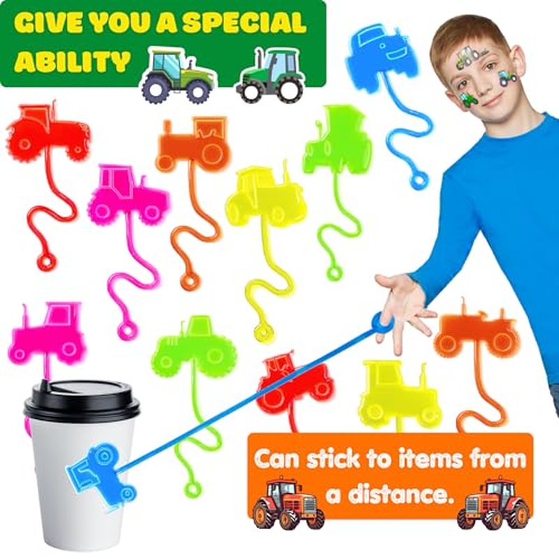 48PCS Tractor Party Favors - 24PCS Temporary Tattoos & 24PCS Stick Hands Party - Perfect Birthday Party Supplies, Goodie Bag Stuffers, Treasure Box Toys, Classroom Prizes, and Student Giftss