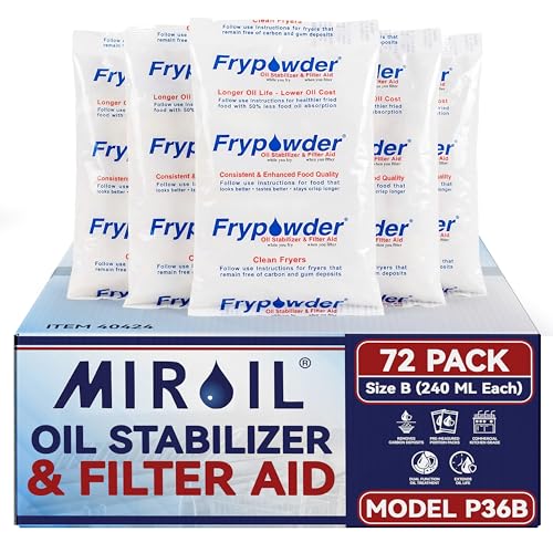 MirOil Fry Powder Oil Stabilizer & Filter Aid - 72 Pack Size B Sachets (240ML Each)