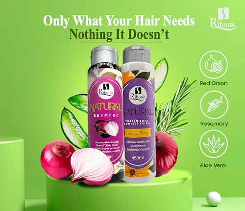 Natural Hair Growth Shampoo & Conditioner Set - Anti-Hair Loss Nourishing Formula with Onion Rosemary Aloe Vera 450ml Each