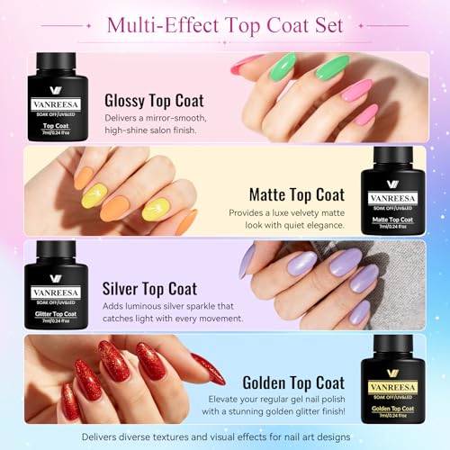 VANREESA 73-Classic Elegant Hues Gel Nail Polish Set - 42 Summer Colors with Top & Base Coats