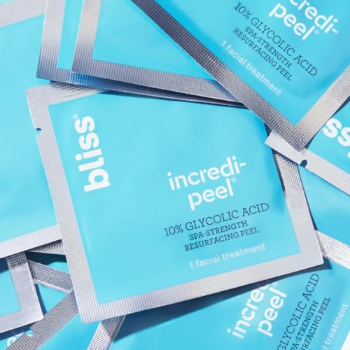 Bliss That's Incredi-Peel Glycolic Resurfacing Facial Pads - 15 ct - Single-Step Pads for Exfoliating and Brightening - Targets Fine Lines and Discoloration - Travel-Friendly - Vegan & Cruelty-Free