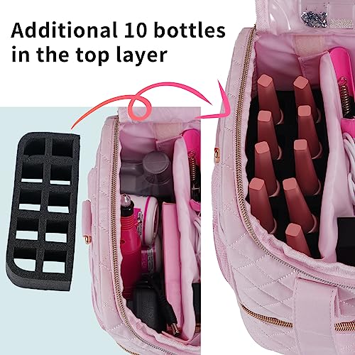 Pink Nail Polish Organizer Case - Holds 50 Bottles with Travel Handles