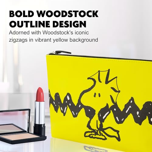 Concept One Peanuts Woodstock Travel Makeup Bag Yellow Trapezoid Cosmetic Organizer for Women