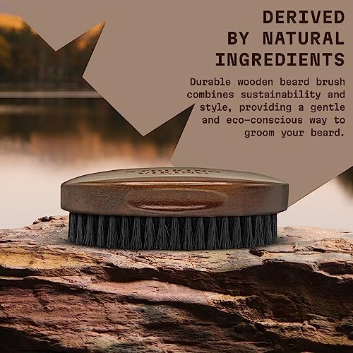 Striking Viking Beard Brush for Men - 4.3 in Beech Wood Handle, Brown - Boar Bristle Beard Brush & Grooming Comb - Travel Size Pocket Groomer