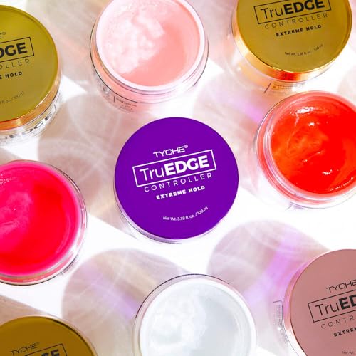 NICKA K NEW YORK Tyche TruEDGE Plus Controller ? 100ml / 3.38 fl oz ? Water-Based, Black Castor Oil & Hemp Seed Oil ? Long-Lasting Hold, Non-Flaky, Natural Shine, 8 Fragrances (HETR11 Sweet Peach)
