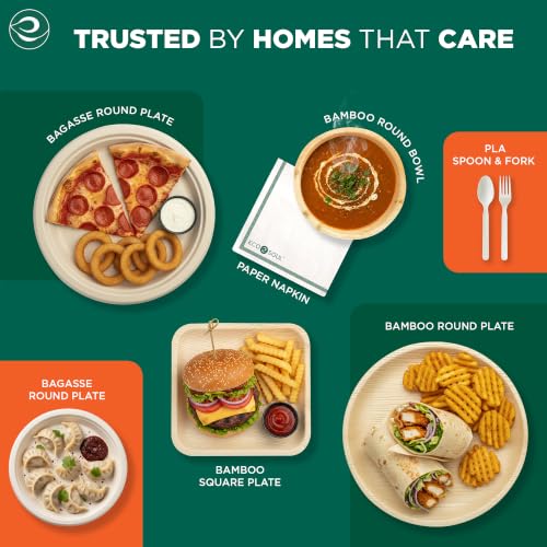 Disposable Bamboo Plates 10 Inch Square - Eco-Friendly Bulk Pack for Parties & Events
