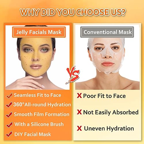 Orange Jelly Mask Powder for Facials, Vitamin C Brightening & Nourishing, DIY Peel-Off Spa Mask, 23 Fl Oz